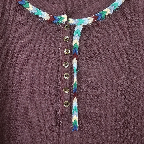 Free People Rainbow henley thermal top Wine - Picture 9 of 16